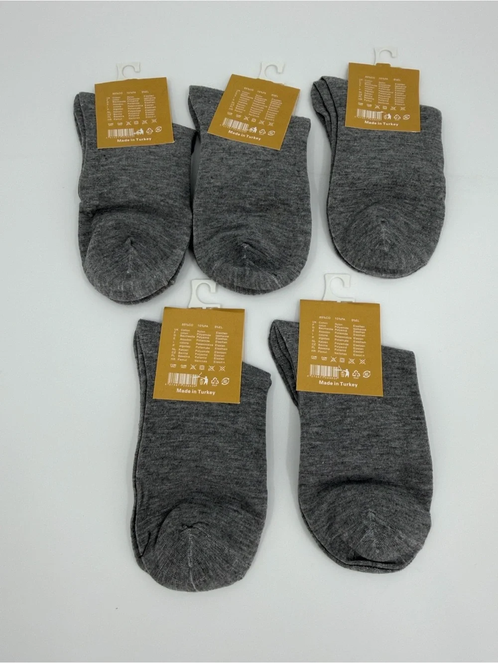 On Running Performance Gray Logo Mid-Crew Socks - 5 Pairs